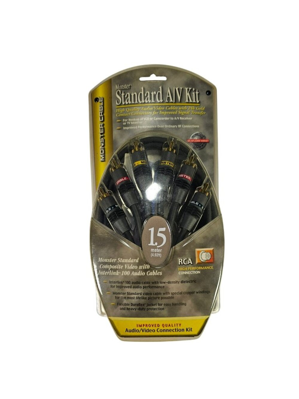 Monster Cable Standard A/V Kit 1.5m 5ft High-Performance Composite RCA 24K Gold